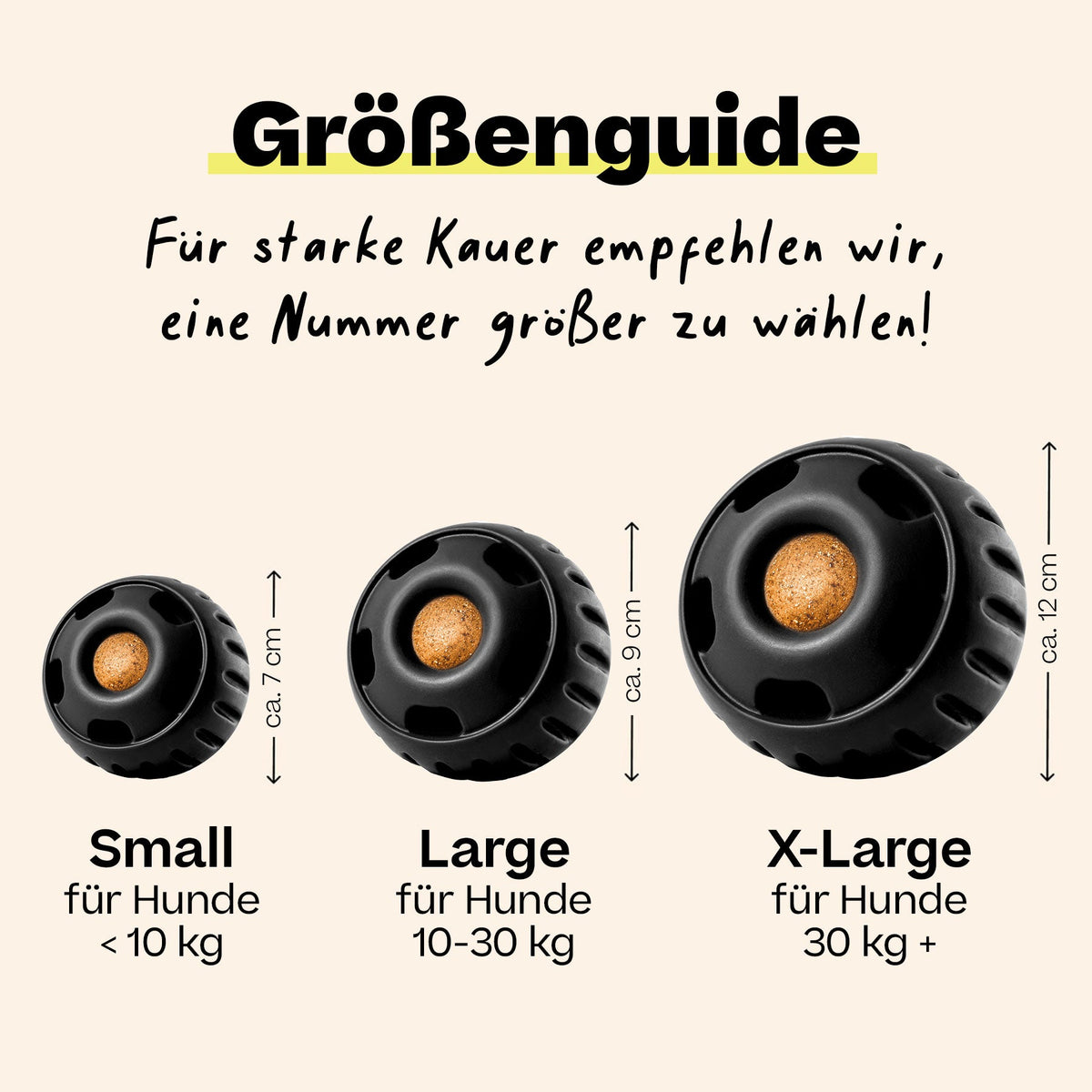 Größenübersicht Woof Pupsicle Power Chewer S, L und XL