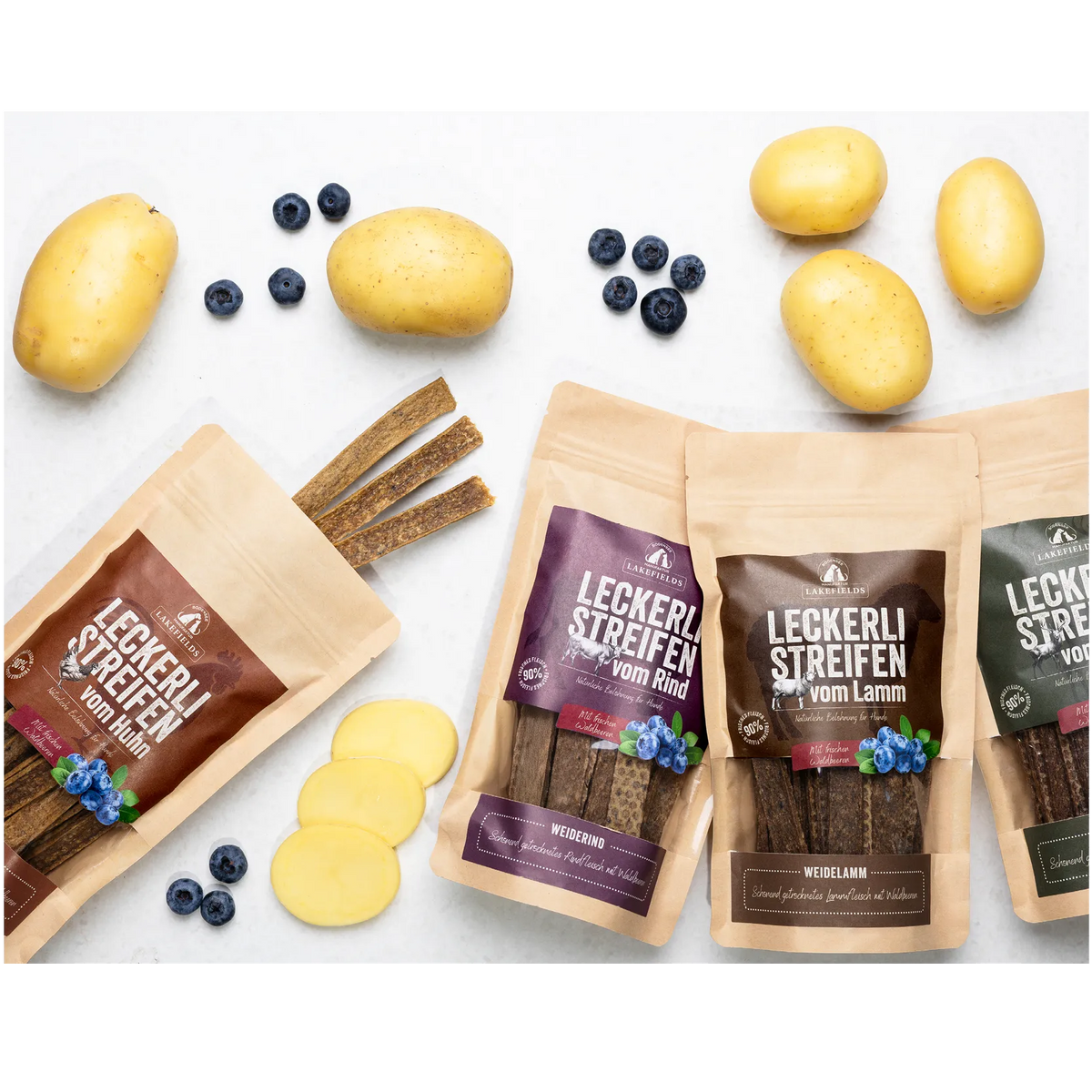 Lakefields Leckerli-Streifen Verpackung 150 g