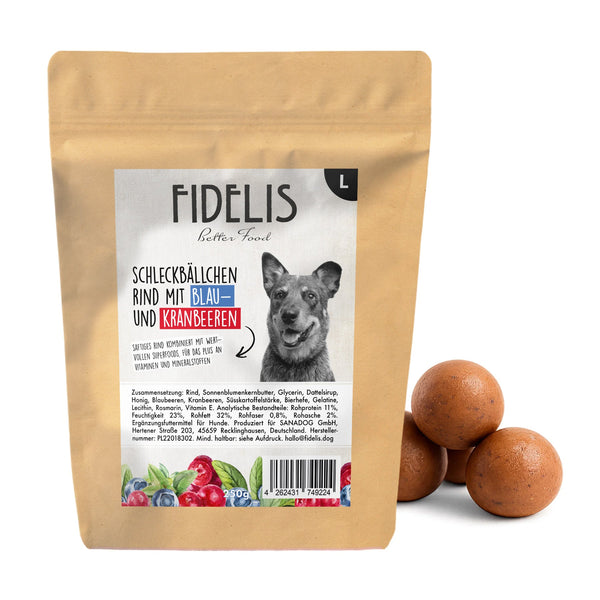 Fidelis Schleckbällchen Rind mit Blaubeeren und Kranbeeren 250 g Beutel