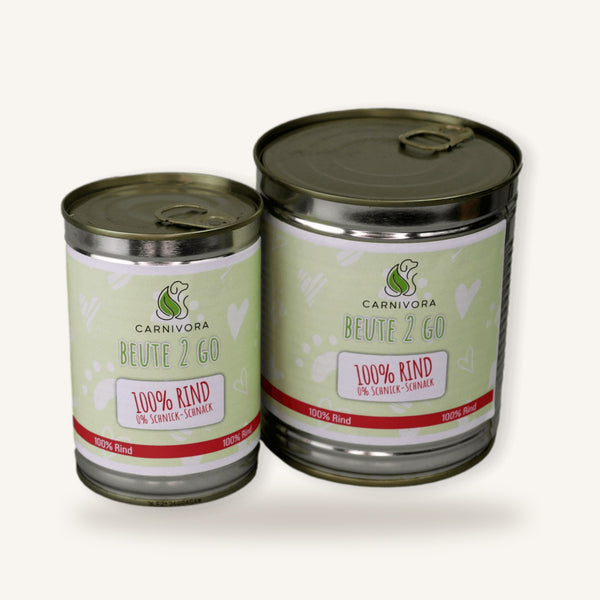 Beute2Go Dosen-BARF Rind in der 400-g- und 800-g-Dose