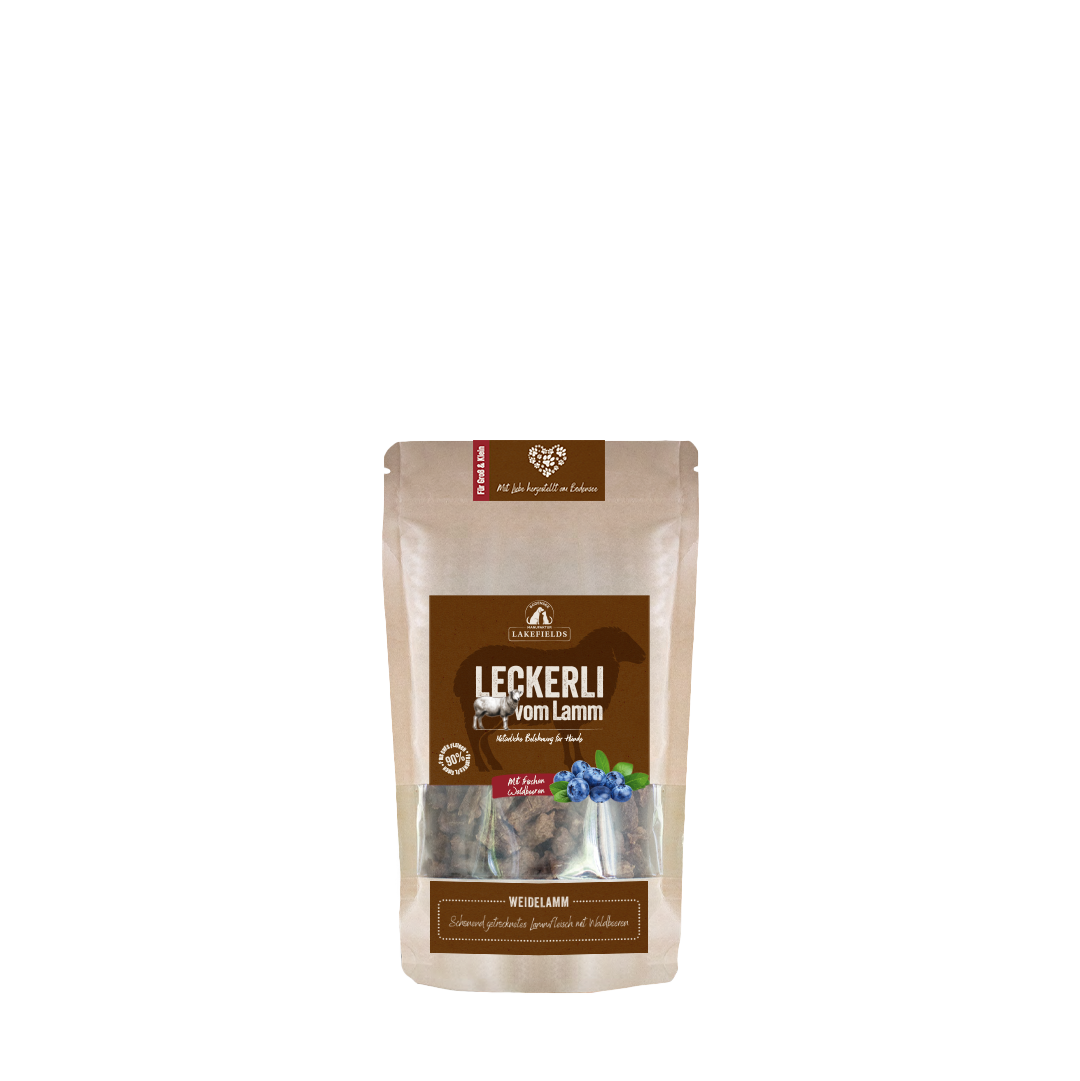 Lakefields Leckerli vom Lamm – luftgetrocknete Fleischwürfel für Hunde
