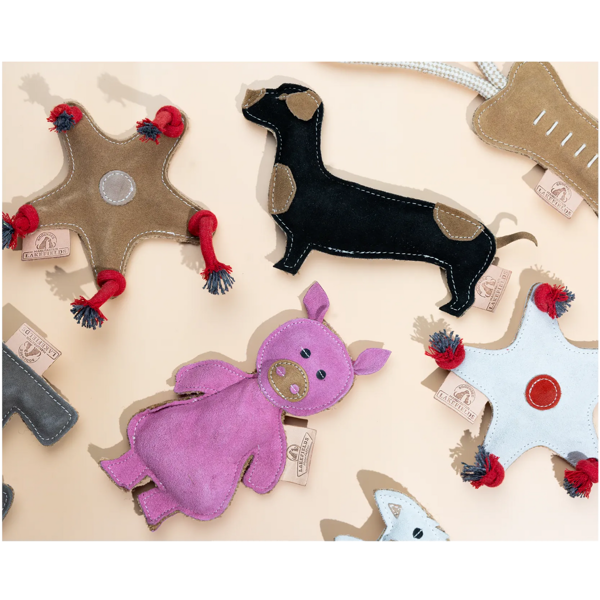 Lederspielzeug Schwein Detailansicht