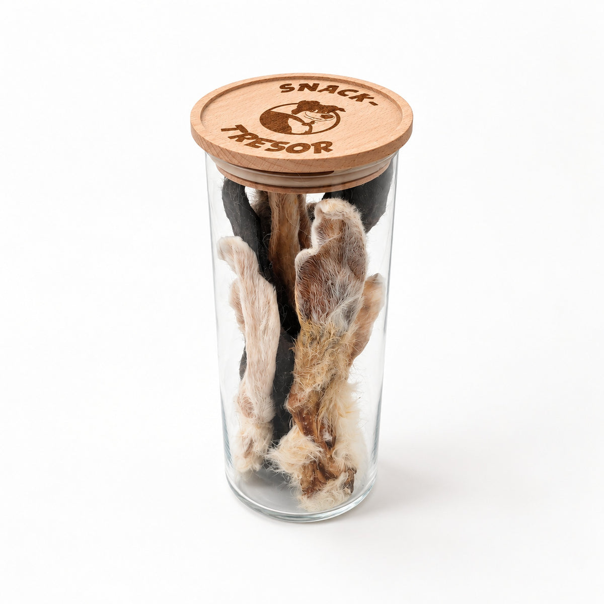 Snack-Tresor befüllt mit Hasenohren und Kauartikeln