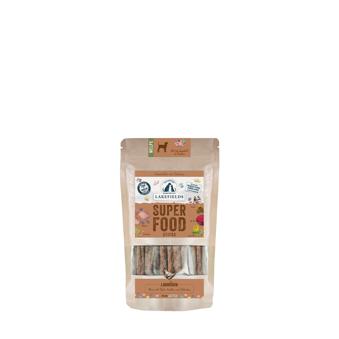 Lakefields SUPERFOOD Sticks vom Huhn für Welpen