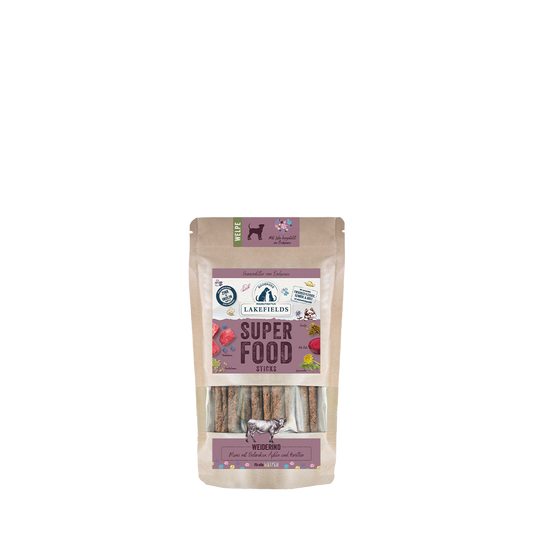 Lakefields SUPERFOOD Sticks vom Weiderind für Welpen
