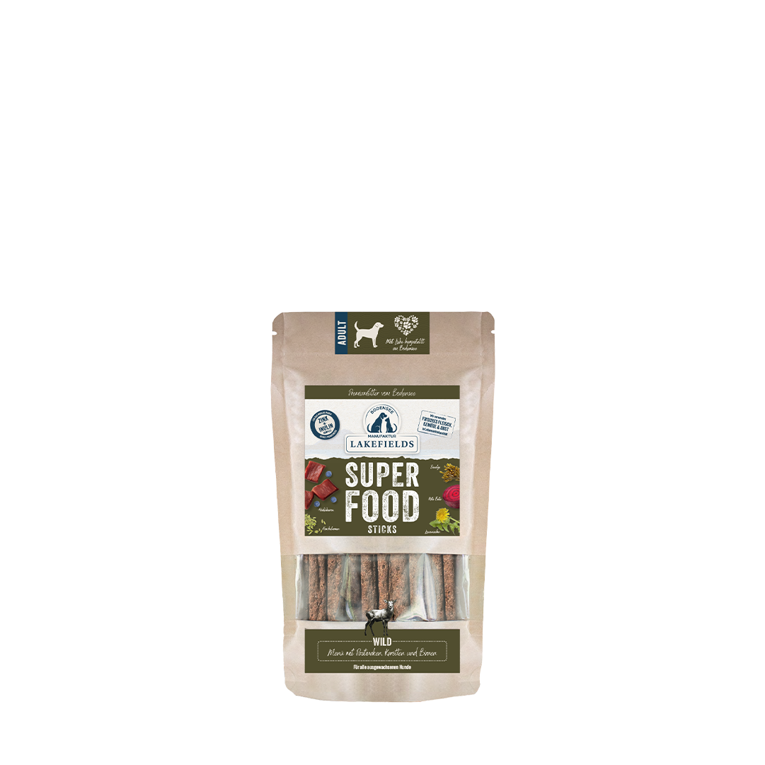 Lakefields SUPERFOOD Sticks vom Wild – knusprige Sticks für Hunde