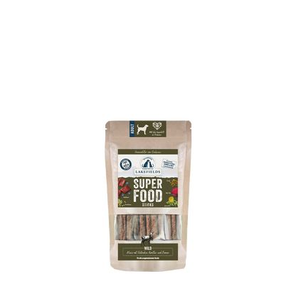 Lakefields SUPERFOOD Sticks vom Wild – knusprige Sticks für Hunde